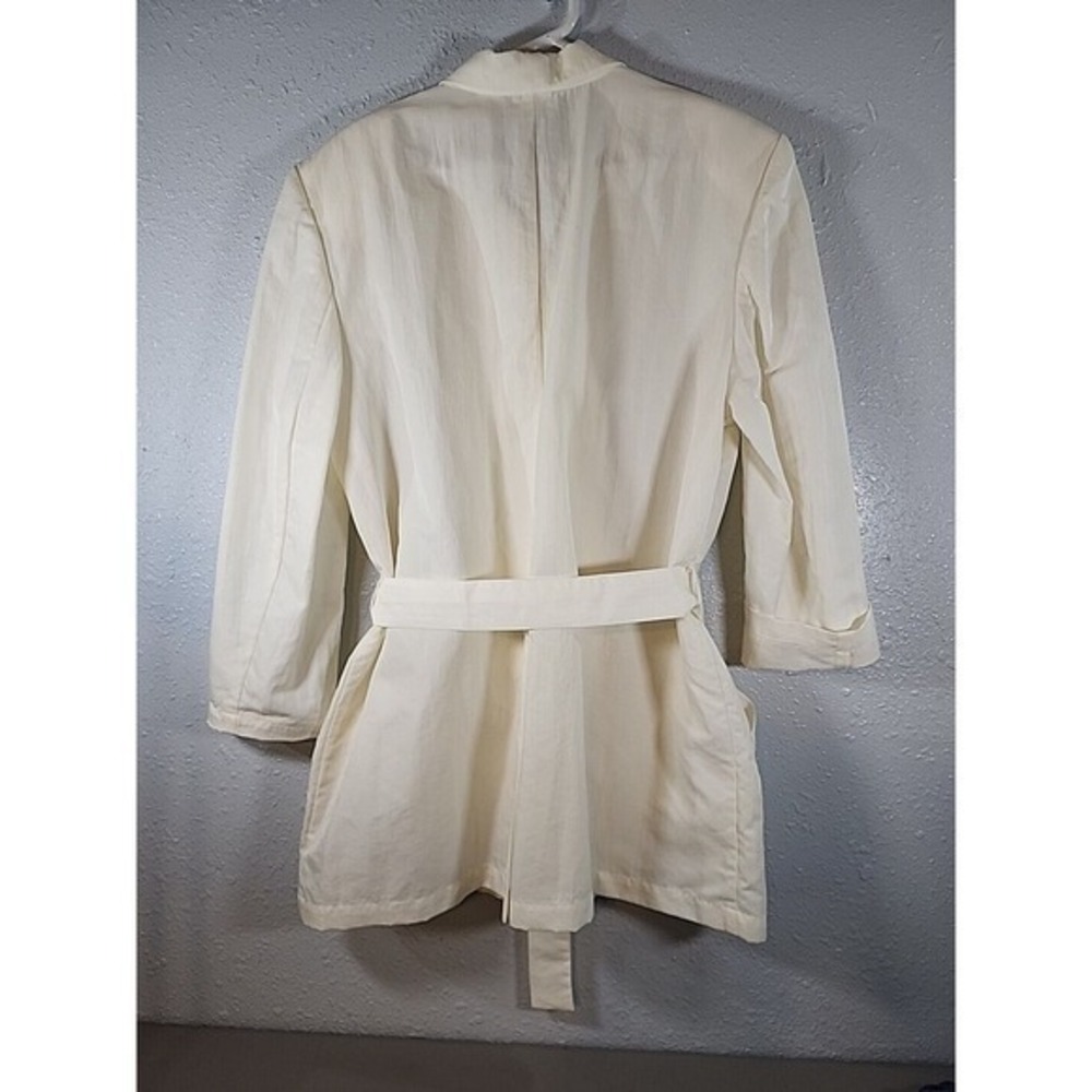 The Villager Liz Claiborne Women's White Trench Blazer W/tie Large VTG - Picture 4 of 7